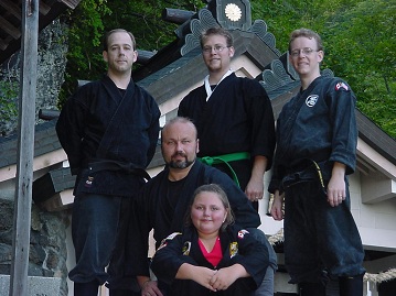 Shidoshi Miller with WCI Black Belts at Togakure Shrine in Japan